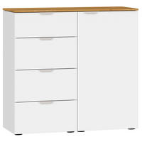 KOMMODE  in 90/87/43 cm  - Edelstahlfarben/Eichefarben, Design, Glas/Holz (90/87/43cm) - Jutzler