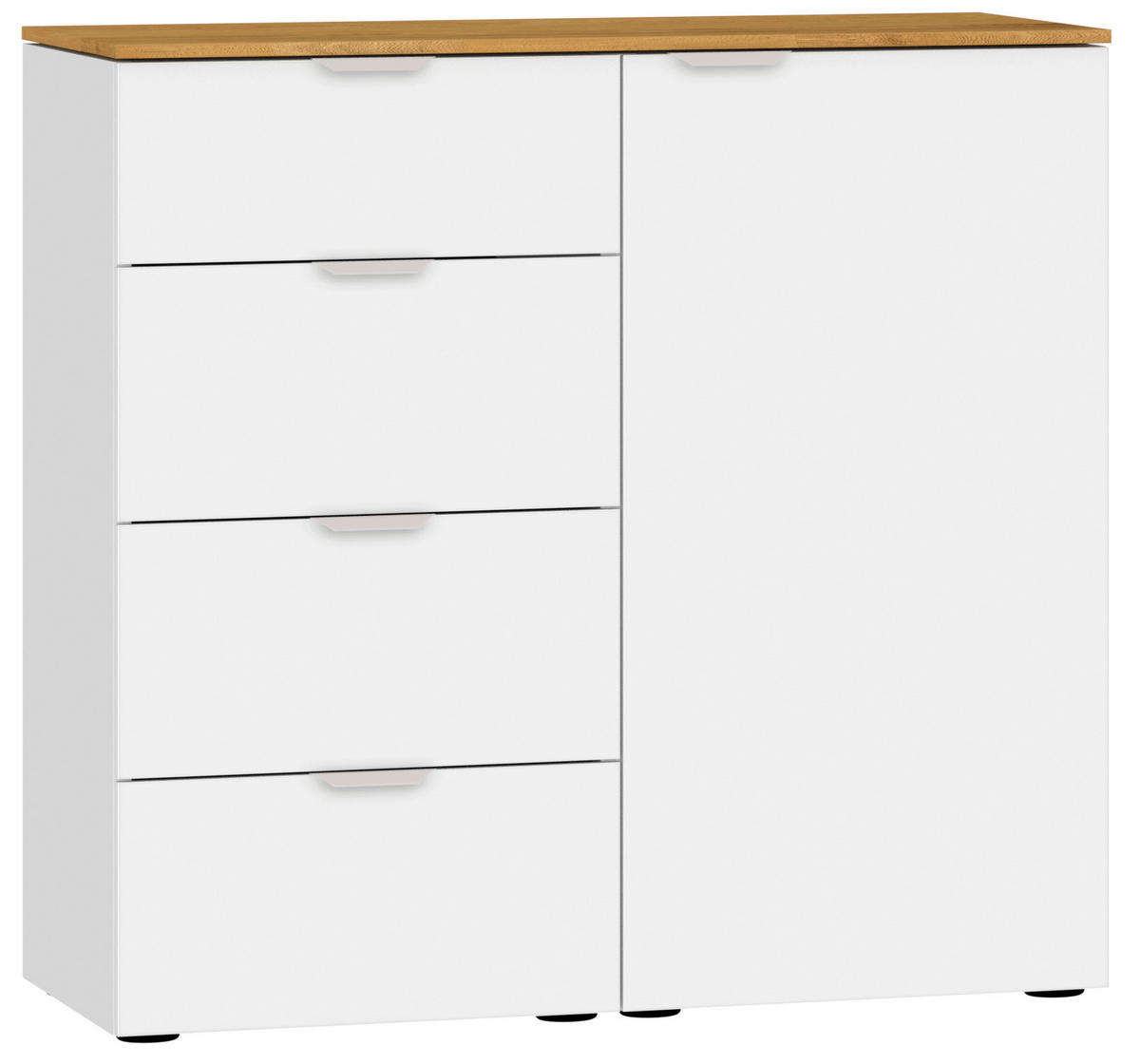 KOMMODE  in 90/87/43 cm  - Edelstahlfarben/Eichefarben, Design, Glas/Holz (90/87/43cm) - Jutzler