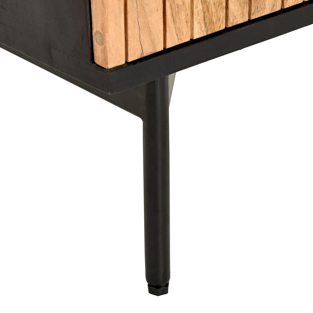 REGAL Akazie Hartholz Schwarz, Akaziefarben  - Schwarz/Akaziefarben, KONVENTIONELL, Holz/Metall (90/192/40cm) - Livetastic
