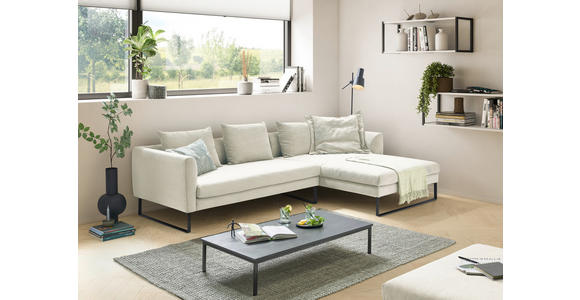 ECKSOFA  in Cord Weiß  284/178 cm  - Schwarz/Weiß, KONVENTIONELL, Textil/Metall (284/178cm) - Hom`in