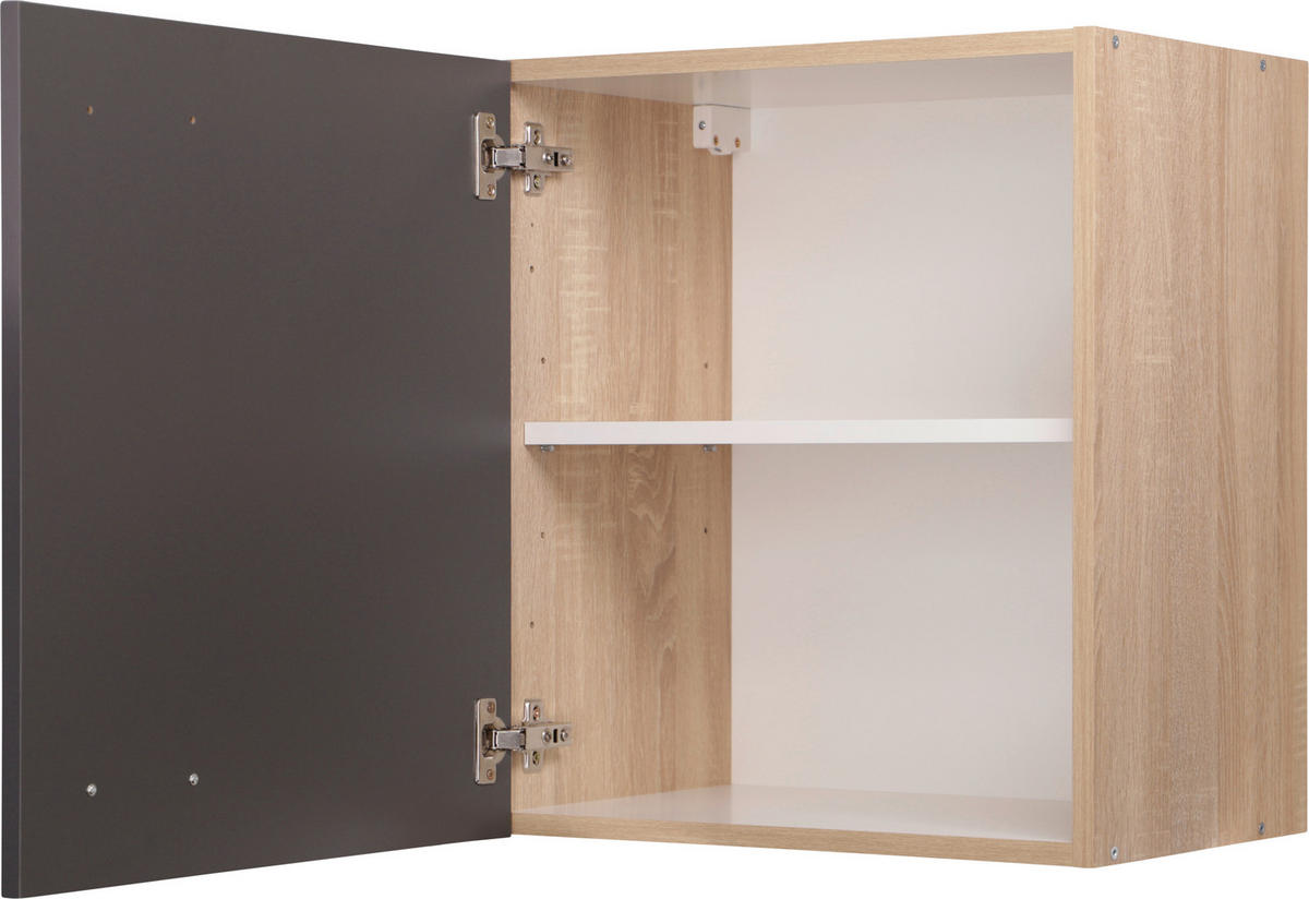 KÜCHENOBERSCHRANK 50/56,1/34,6 cm  in Grau, Eichefarben  - Eichefarben/Silberfarben, Basics, Holzwerkstoff/Metall (50/56,1/34,6cm) - Respekta