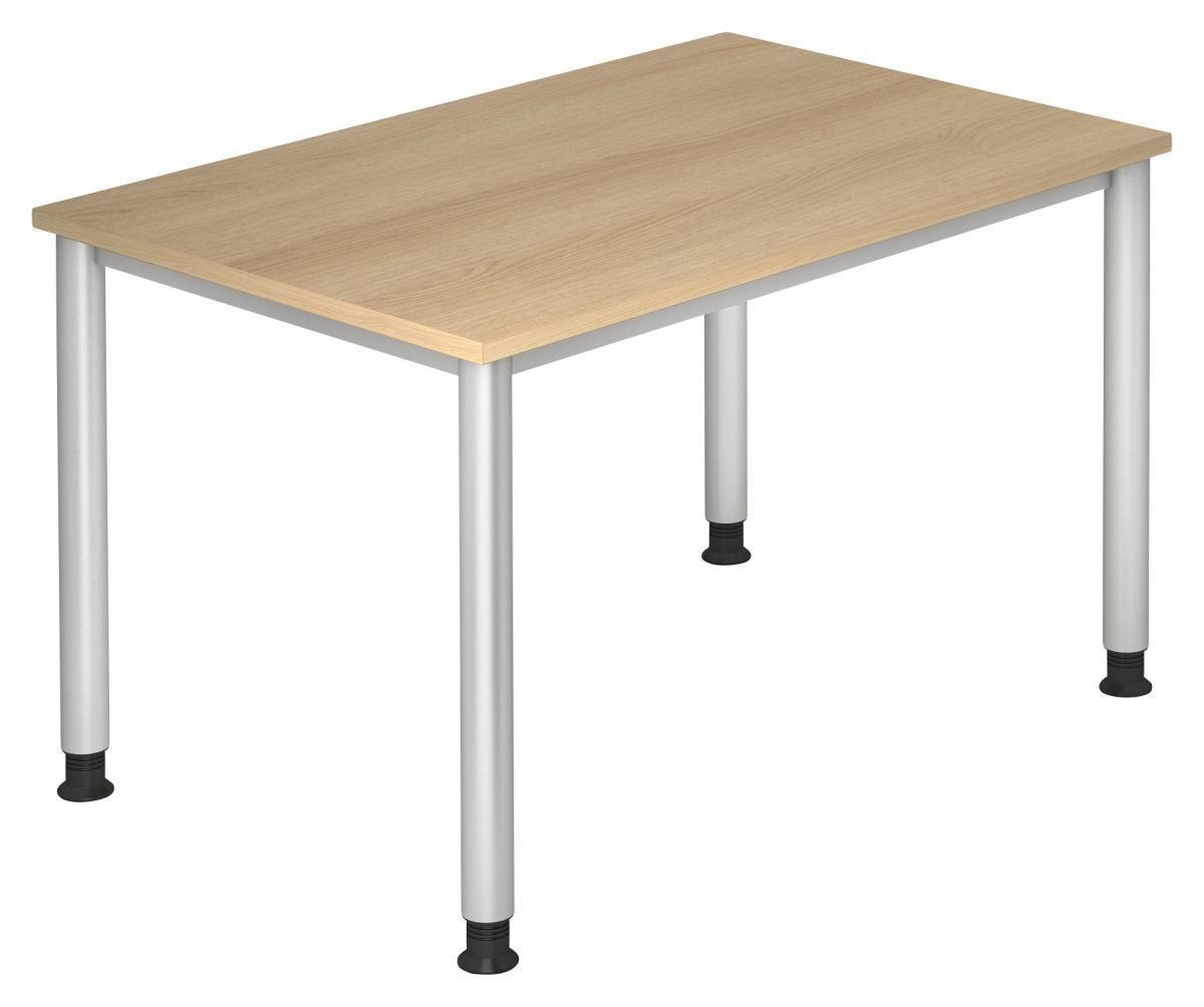 SCHREIBTISCH 120/80/68 -76 cm  in Silberfarben, Eichefarben  - Eichefarben/Silberfarben, KONVENTIONELL, Holzwerkstoff/Metall (120/80/68 -76cm) - Venda
