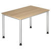 SCHREIBTISCH 120/80/68 -76 cm  in Silberfarben, Eichefarben  - Eichefarben/Silberfarben, KONVENTIONELL, Holzwerkstoff/Metall (120/80/68 -76cm) - Venda