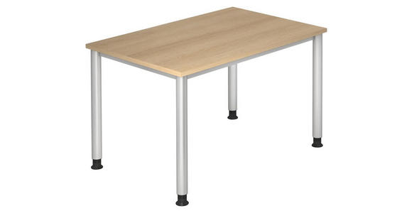 SCHREIBTISCH 120/80/68 -76 cm  in Silberfarben, Eichefarben  - Eichefarben/Silberfarben, KONVENTIONELL, Holzwerkstoff/Metall (120/80/68 -76cm) - Venda