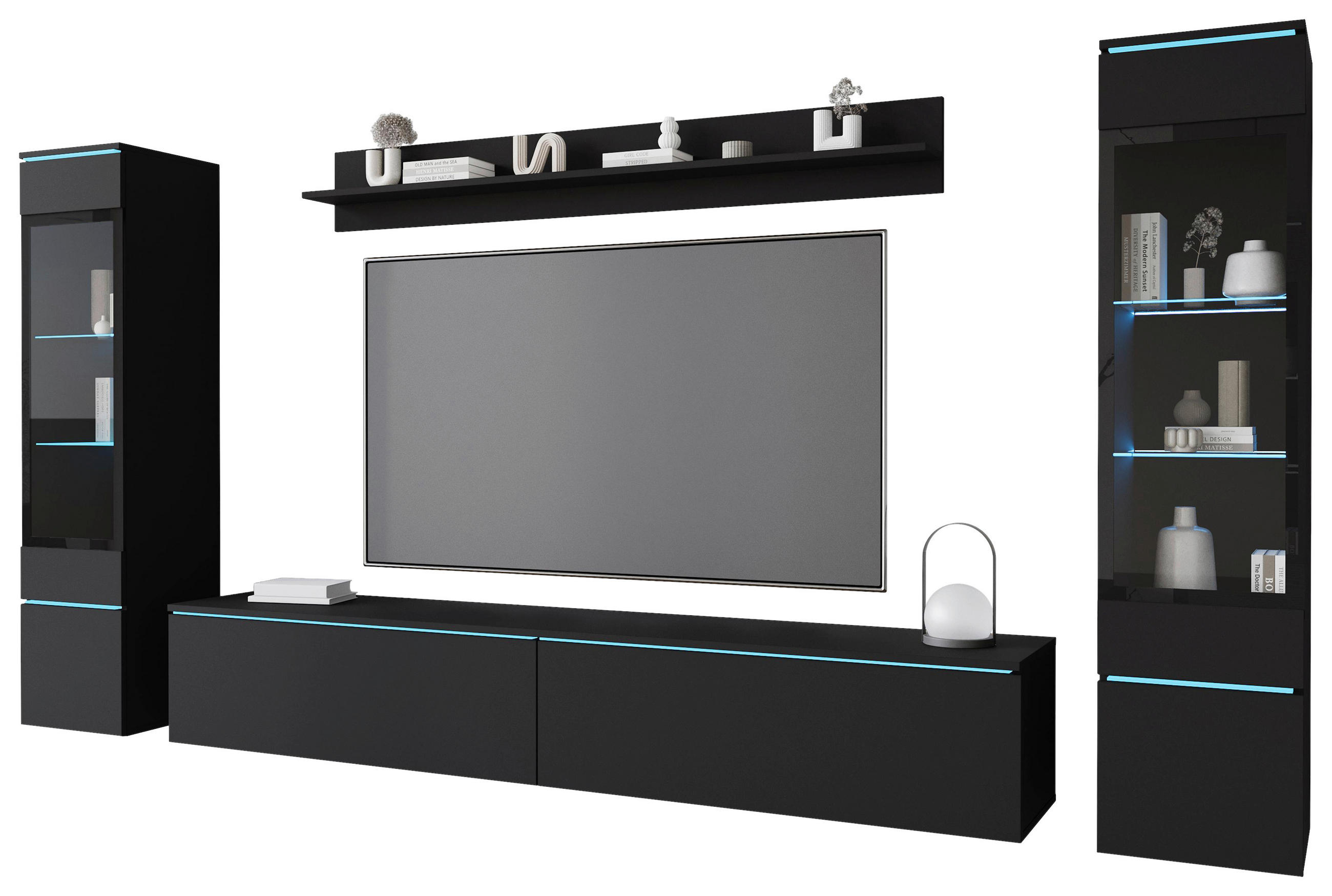 OBÝVACÍ STĚNA, barvy grafitu - šedá/černá, Design, kompozitní dřevo/plast (240/130/33cm) - Livetastic