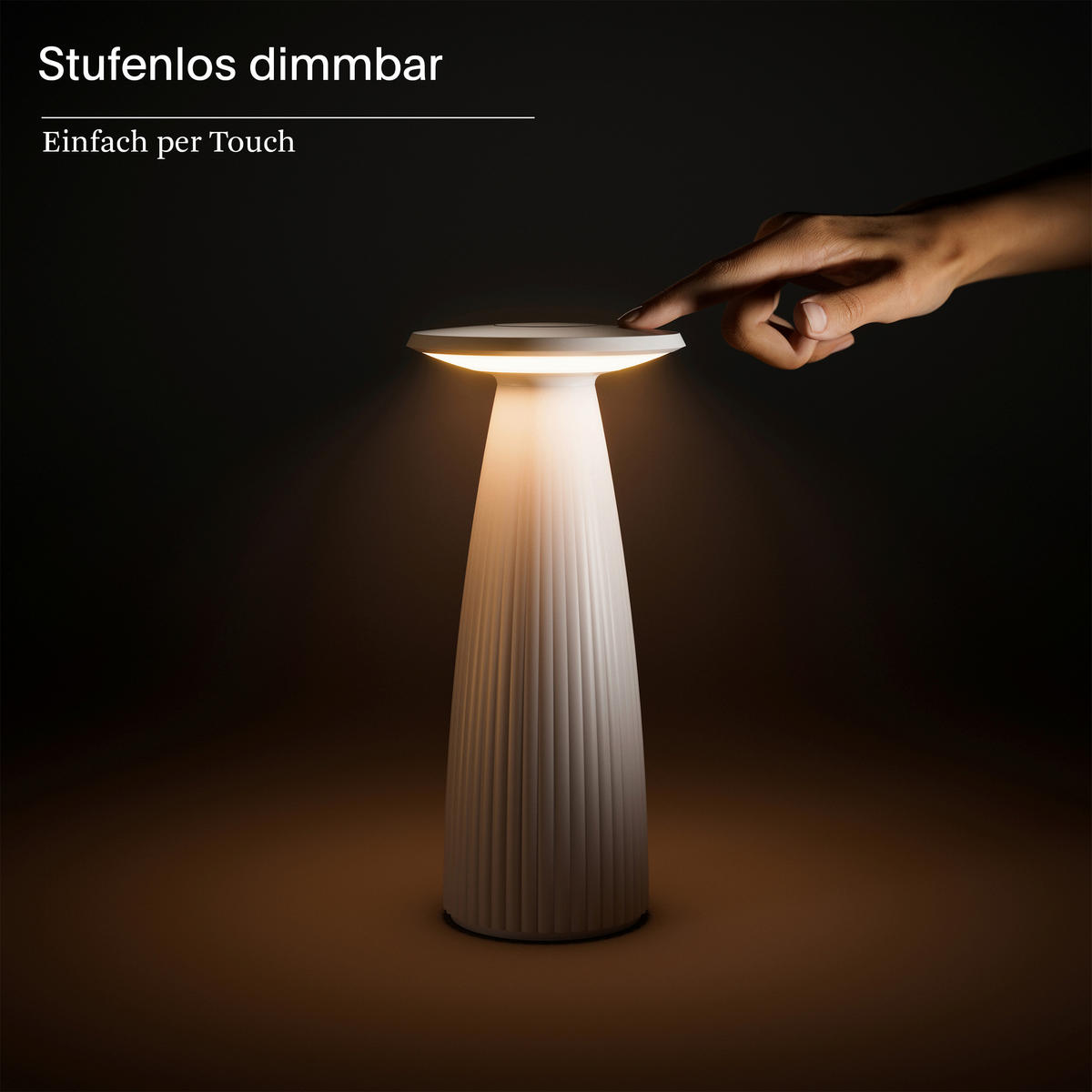 AKKU-TISCHLEUCHTE Nuflair 11,5/11,5/24 cm   - Beige, Design, Metall (11,5/11,5/24cm)