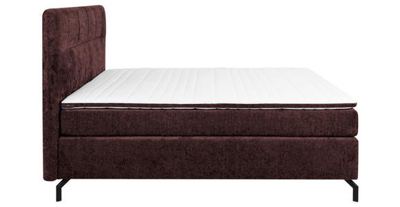 BOXSPRINGBETT 180/200 cm,  in Dunkelrot, Topper, H2 + H2 = mittel  - Schwarz/Dunkelrot, Design, Textil/Metall (180/200cm) - Esposa