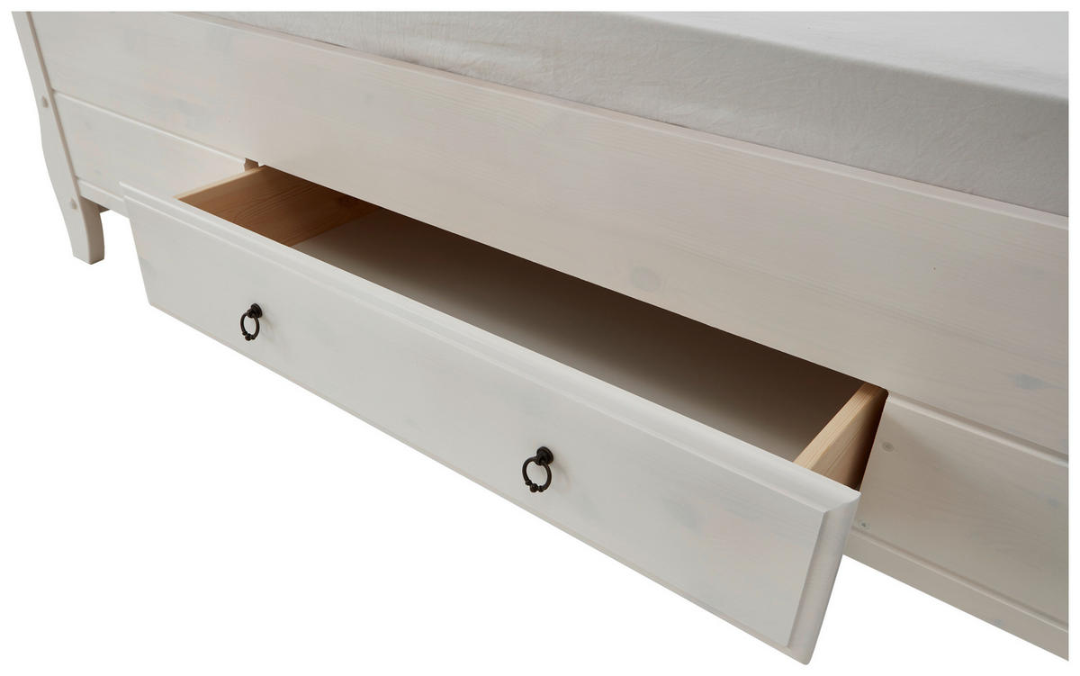 BETT 200/200 cm  in Weiß, Grau  - Weiß/Grau, ROMANTIK / LANDHAUS, Holz (200/200cm) - Boxxx