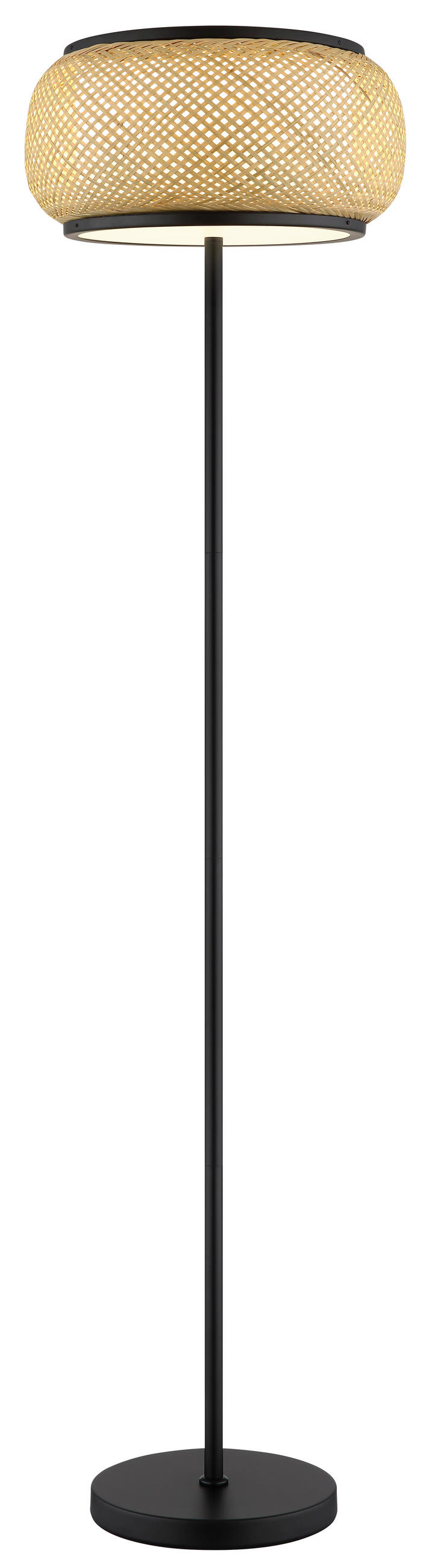 LED-STEHLEUCHTE 38/146,1 cm    - Schwarz/Naturfarben, Design, Holz/Kunststoff (38/146,1cm) - Globo