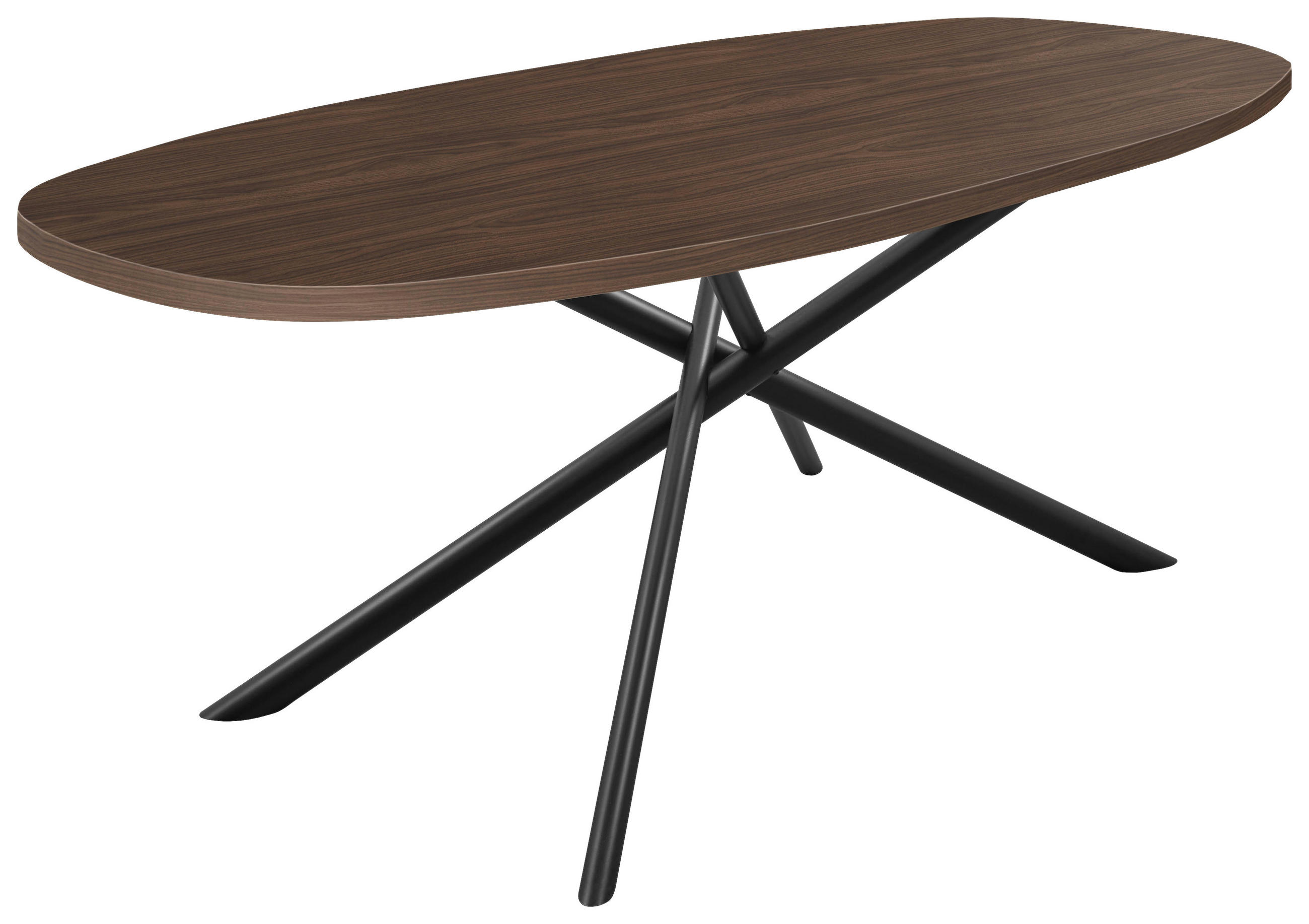 ESSTISCH 240/105/76 cm Nachbildung  Metall, Holzwerkstoff in verschiedenen Holzdekoren erhältlich bootsförmig Schwarz, Nussbaumfarben  - Nussbaumfarben/Schwarz, Basics, Holzwerkstoff/Metall (240/105/76cm) - Celina Home