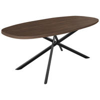 ESSTISCH 240/105/76 cm Nachbildung  Metall, Holzwerkstoff in verschiedenen Holzdekoren erhältlich bootsförmig Schwarz, Nussbaumfarben  - Nussbaumfarben/Schwarz, Basics, Holzwerkstoff/Metall (240/105/76cm) - Celina Home