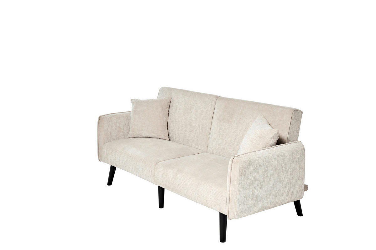 SCHLAFSOFA Bouclé Champagner  - Champagner/Schwarz, MODERN, Holz/Textil (191/83/84cm) - Livetastic