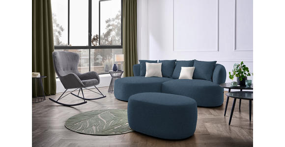 ECKSOFA  in Plüsch Dunkelblau  166/235 cm  - Creme/Schwarz, MODERN, Kunststoff/Textil (166/235cm) - Hom`in