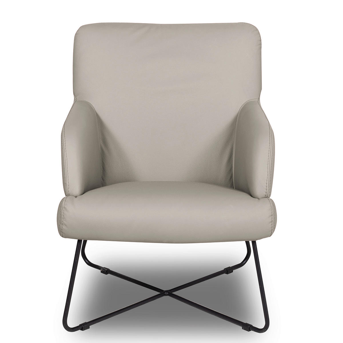 SESSELSET Echtleder Platinfarben  - Platinfarben/Schwarz, Design, Leder/Metall (67/87/74cm) - Livetastic