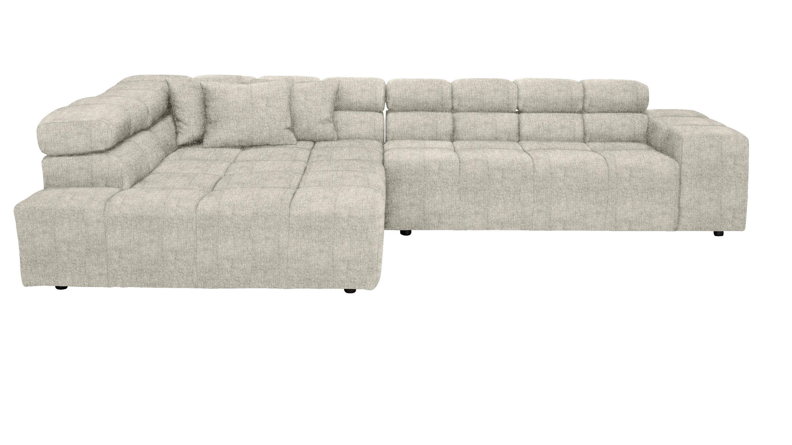 ECKSOFA Creme Velours  - Creme/Schwarz, Design, Kunststoff/Textil (213/317cm) - Hom`in