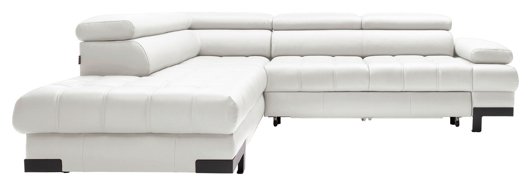 ECKSOFA in Echtleder Weiss  - Weiss/Schwarz, Modern, Leder/Metall (223/263cm) - Welnova