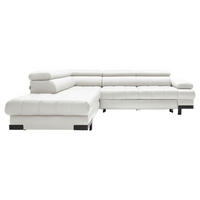 ECKSOFA in Echtleder Weiss  - Weiss/Schwarz, Modern, Leder/Metall (223/263cm) - Welnova