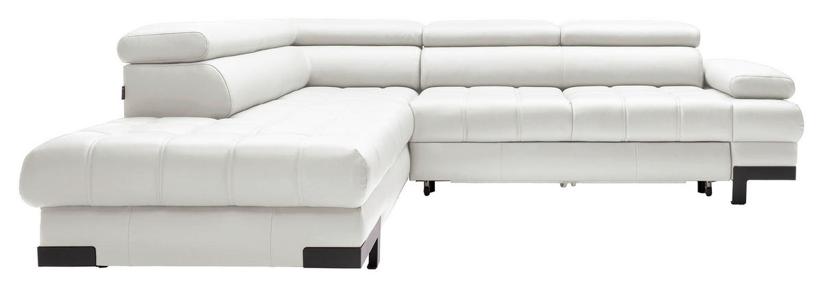 ECKSOFA in Echtleder Weiss  - Weiss/Schwarz, Modern, Leder/Metall (223/263cm) - Welnova