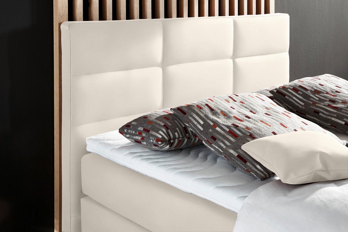BOXSPRINGBETT 140/200 cm  in Creme  - Creme/Alufarben, Konventionell, Textil/Metall (140/200cm) - Dieter Knoll