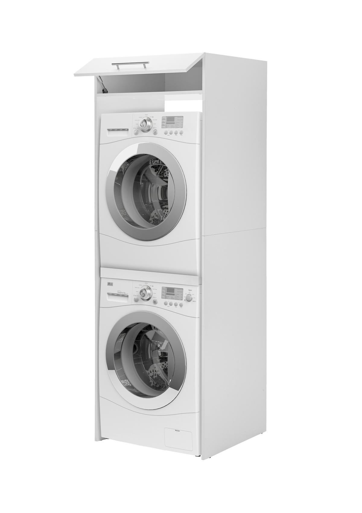 WASCHMASCHINENSCHRANK 67,4/200/67,6 cm  in Weiß  - Edelstahlfarben/Weiß, KONVENTIONELL, Holzwerkstoff/Metall (67,4/200/67,6cm) - Respekta