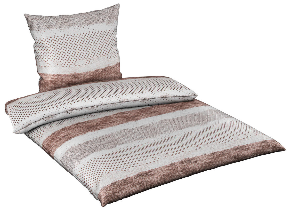 BETTWÄSCHE Valdes Satin 135/200 cm  - Braun/Weiß, KONVENTIONELL, Textil (135/200cm) - Novel
