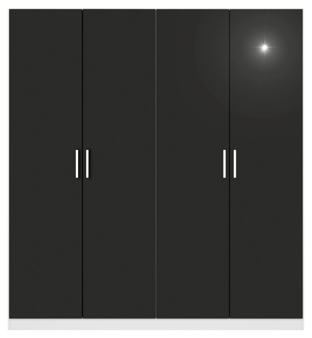 DREHTÜRENSCHRANK  in Weiß, Grau  - Chromfarben/Weiß, MODERN, Holzwerkstoff/Kunststoff (181/210/54cm) - Rauch Möbel