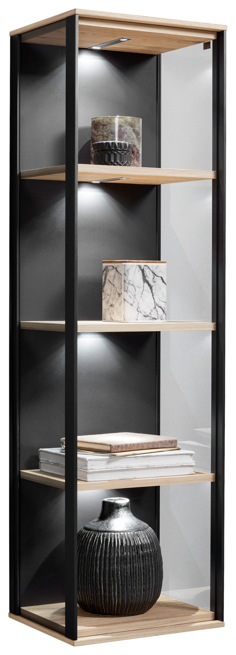 HÄNGEELEMENT Anthrazit, Eichefarben  39/139/33 cm  - Eichefarben/Anthrazit, Design, Glas/Holz (39/139/33cm) - Schöner Wohnen