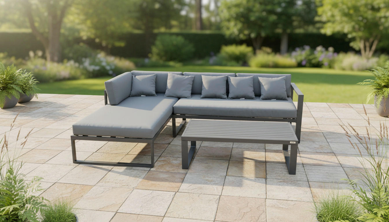 LOUNGE GARNITURA   metal, tekstil  antracit, siva    - siva/antracit, Moderno, metal/tekstil (180/248cm) - Ambia Garden