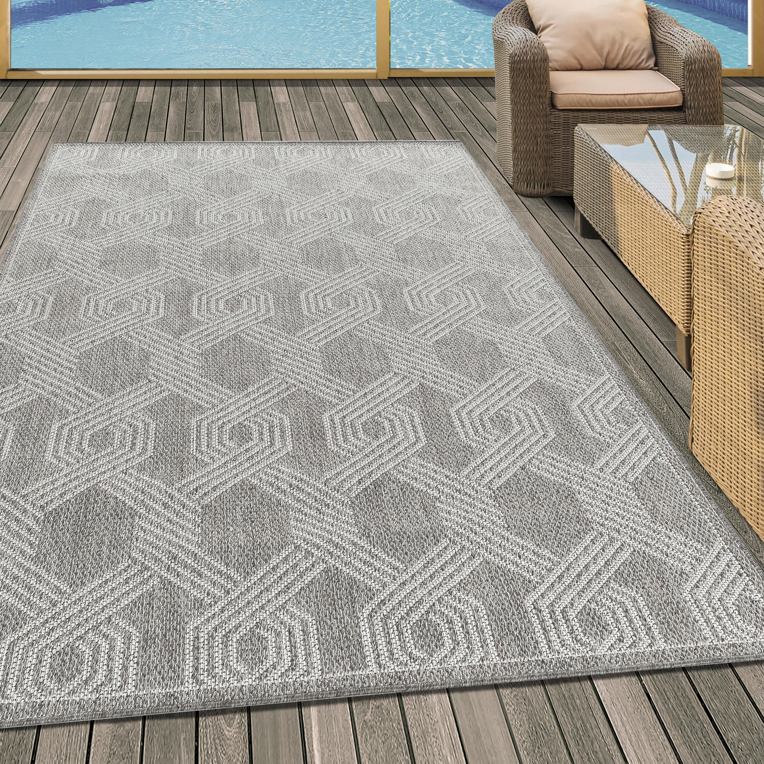 FLACHWEBETEPPICH 60/100 cm Aruba Grau  - Grau, Design, Textil (60/100cm) - Novel