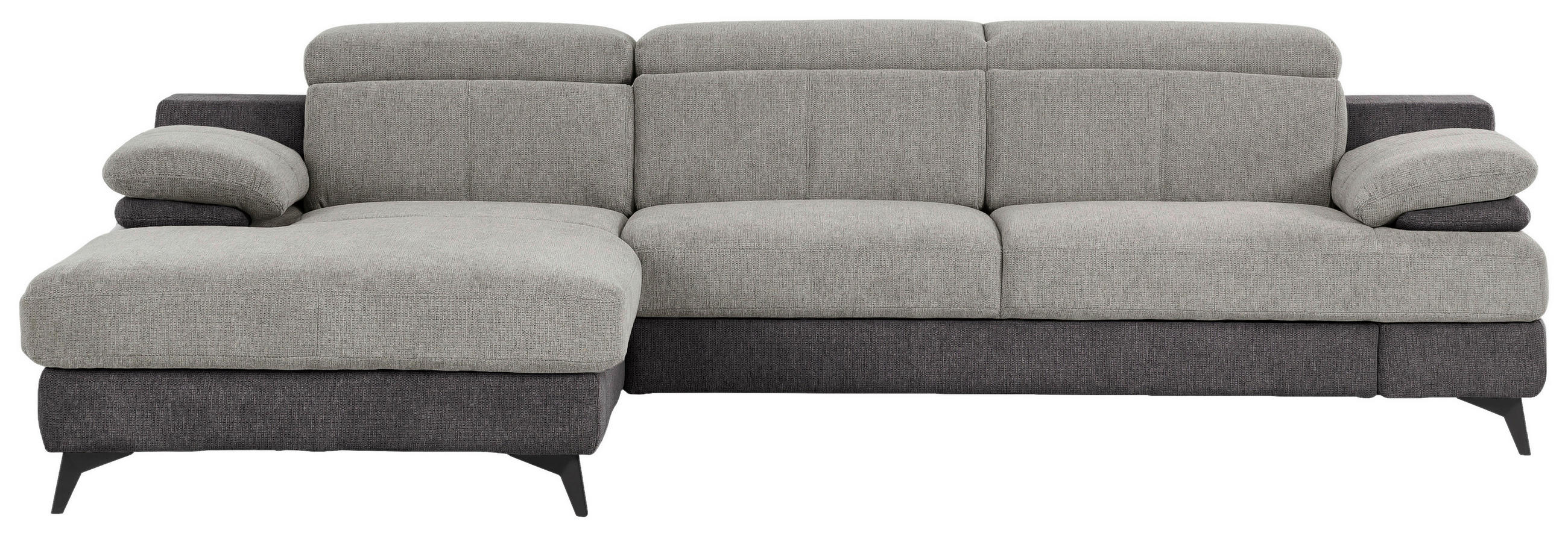 ECKSOFA in Chenille Hellgrau, Dunkelgrau  - Dunkelgrau/Hellgrau, Design, Textil/Metall (291/80-98/178cm) - Livetastic
