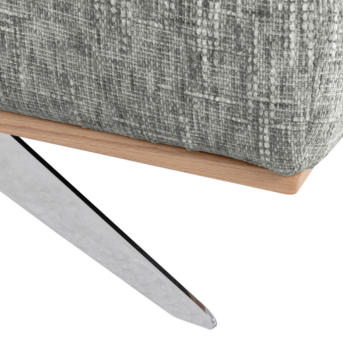 ECKSOFA PORTLAND Grau Struktur Kopfteilverstellung  - Chromfarben/Naturfarben, Design, Holz/Textil (187/295cm) - Livetastic