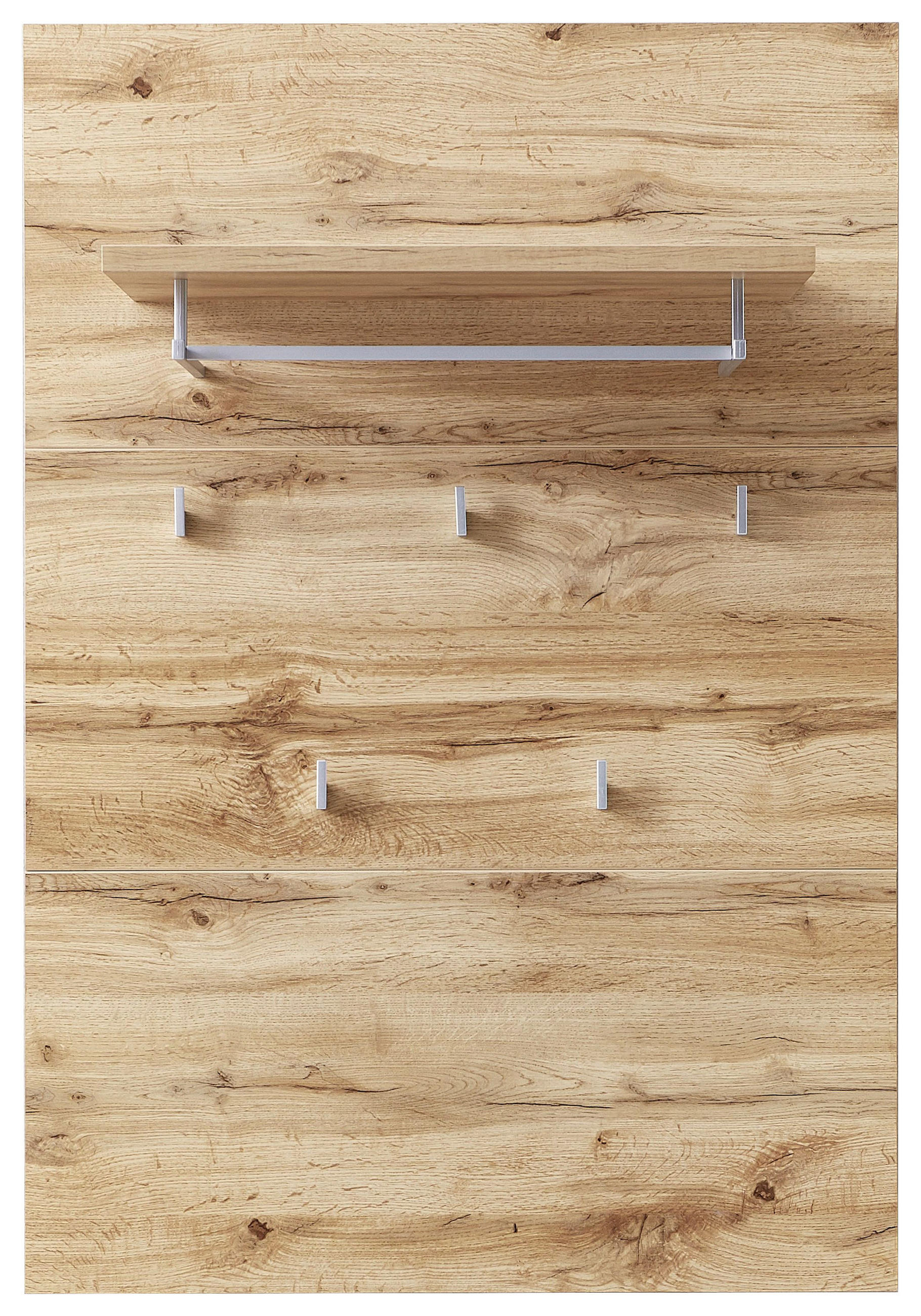 VEŠIAKOVÝ PANEL, strieborná, farba duba, 80/117/30 cm - farba duba/strieborná, Konventionell, kompozitné drevo/plast (80/117/30cm) - Voleo