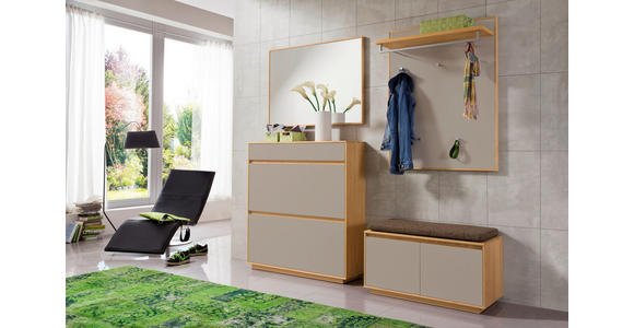 GARDEROBE 5-teilig  in 200/195/40 cm  - Sandfarben/Hellbraun, Basics, Glas/Holz (200/195/40cm) - Novel