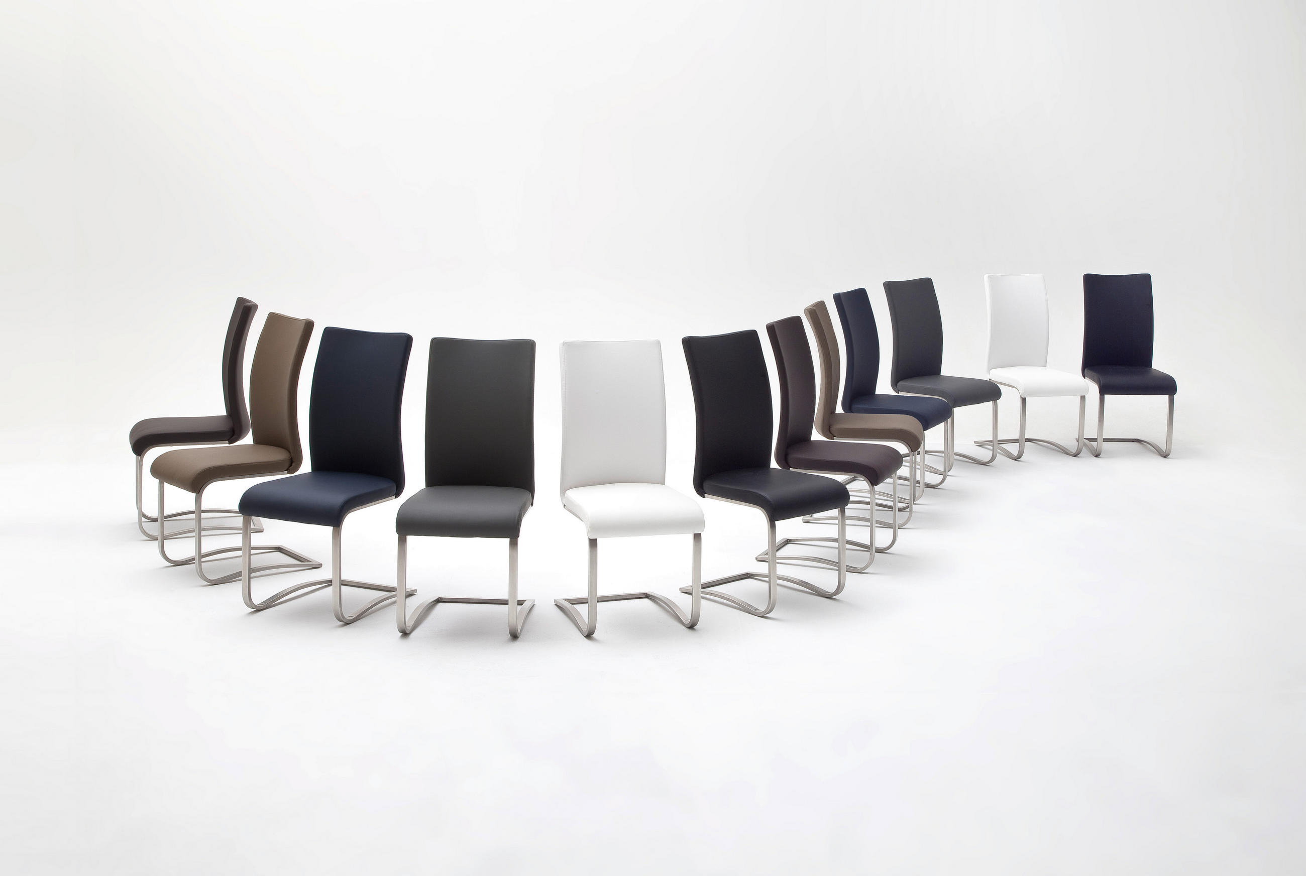 SCHWINGSTUHL  in Edelstahl  - Edelstahlfarben/Dunkelblau, Design, Leder/Metall (43/103/53cm) - Livetastic