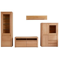 WOHNWAND  in Kernbuche 318/203,6/50 cm  - Kernbuche/Grau, Konventionell, Glas/Holz (318/203,6/50cm) - Voleo