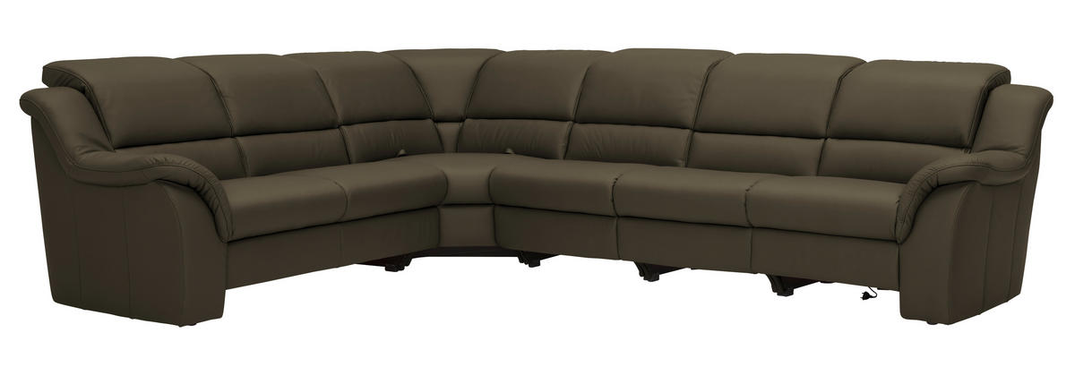 ECKSOFA  in Echtleder Olivgrün  260/324 cm  - Schwarz/Olivgrün, KONVENTIONELL, Leder/Kunststoff (260/324cm) - Cantus