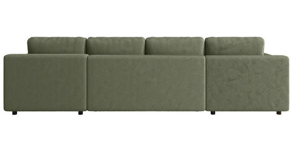 Wohnlandschaft inkl. Funktion Salbeigrün Cord  - Salbeigrün/Schwarz, KONVENTIONELL, Textil (200/360/200cm) - Xora