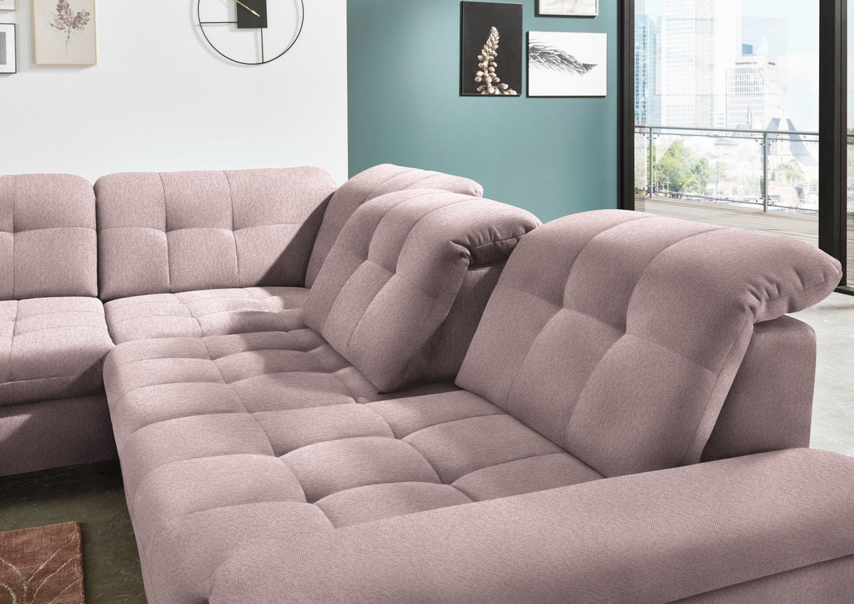 ECKSOFA in Chenille Altrosa  - Chromfarben/Altrosa, Design, Textil/Metall (260/310cm) - Beldomo Speed