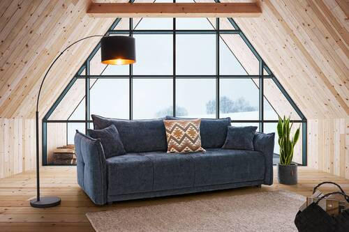 BOXSPRINGSOFA in Chenille Dunkelblau  - Schwarz/Dunkelblau, MODERN, Kunststoff/Textil (235/95/108cm) - Hom`in
