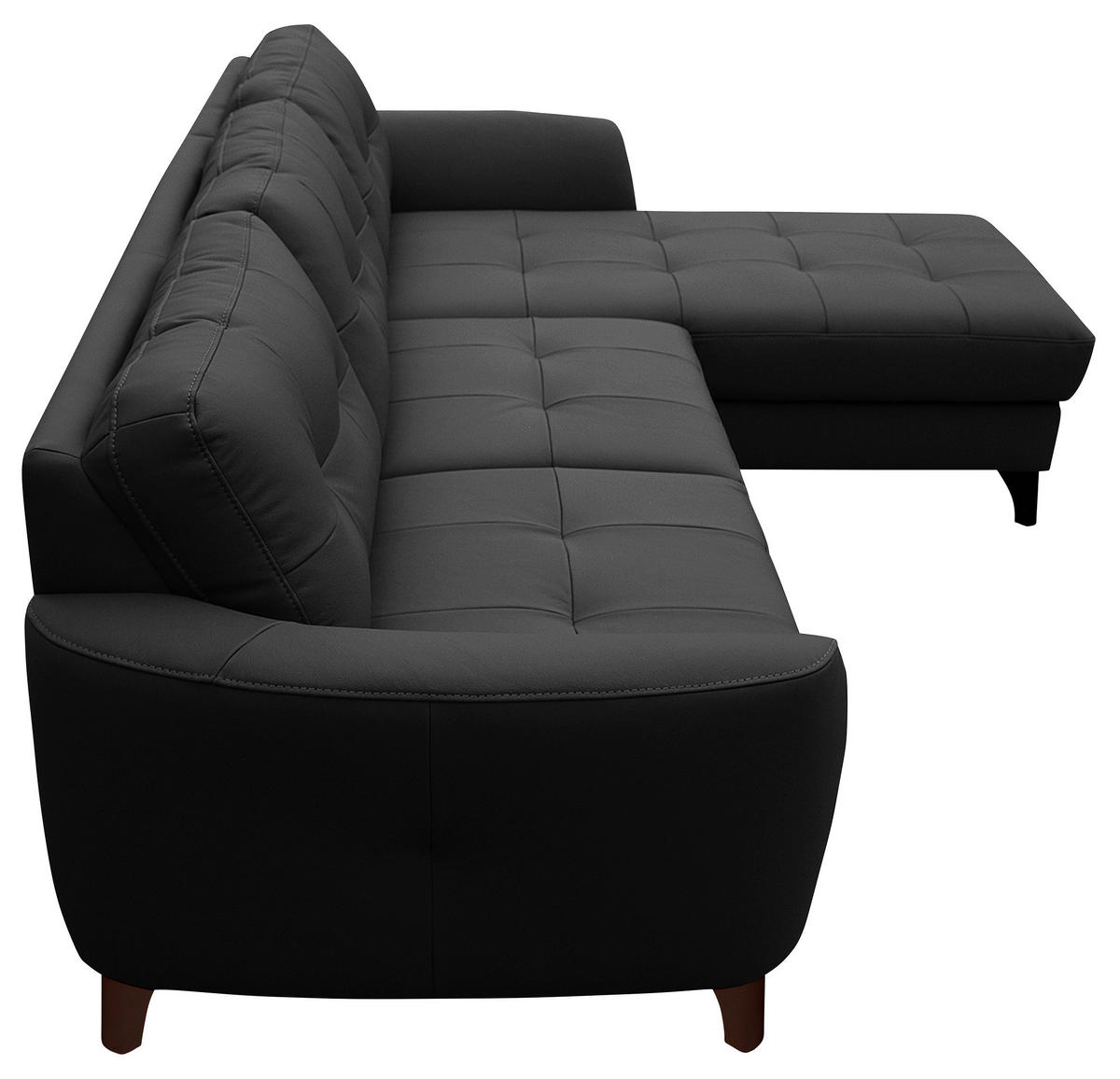 ECKSOFA in Lederlook Echtleder Schwarz  - Buchefarben/Schwarz, Design, Leder/Holz (238/168cm) - Livetastic