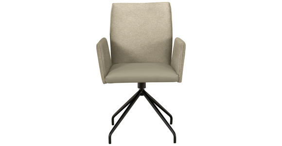 ARMLEHNSTUHL  , Typenauswahl, Sitzfläche 360° drehbar  , Webstoff, Mikrofaser  ,  - Creme/Schwarz, Design, Textil/Metall (60/91/60cm) - Moderano