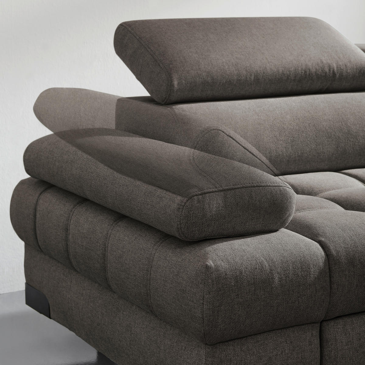 ECKSOFA Dunkelbraun Webstoff  - Dunkelbraun/Schwarz, Design, Textil/Metall (263/223cm) - Welnova