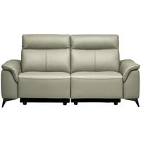 3-SITZER-SOFA Echtleder Hellgrau  - Hellgrau/Schwarz, Design, Leder/Metall (207/107/98cm) - Belluti
