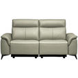 3-SITZER-SOFA  in Echtleder Hellgrau   - Hellgrau/Schwarz, Design, Leder/Metall (207/107/98cm) - Belluti