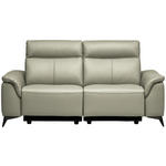 3-SITZER-SOFA  in Echtleder Hellgrau   - Hellgrau/Schwarz, Design, Leder/Metall (207/107/98cm) - Belluti