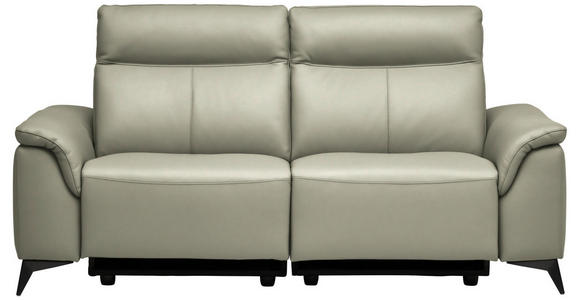 3-SITZER-SOFA  in Echtleder Hellgrau   - Hellgrau/Schwarz, Design, Leder/Metall (207/107/98cm) - Belluti