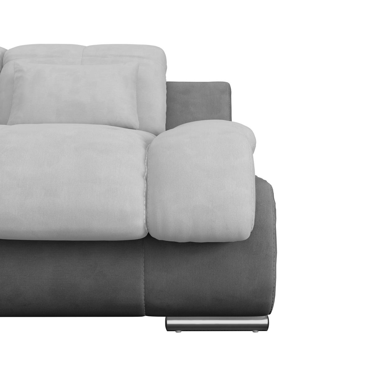 WOHNLANDSCHAFT Grau, Hellgrau, Dunkelgrau Mikrofaser  - Chromfarben/Dunkelgrau, MODERN, Textil/Metall (228/345/184cm) - MID.YOU