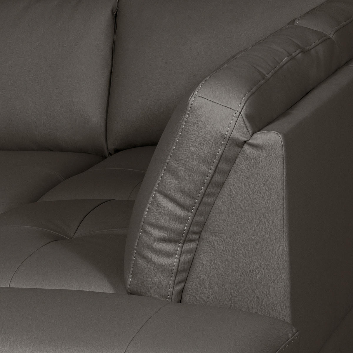 ECKSOFA Lederlook Echtleder Dunkelbraun  - Dunkelbraun/Buchefarben, Design, Leder/Holz (234/190cm) - Livetastic