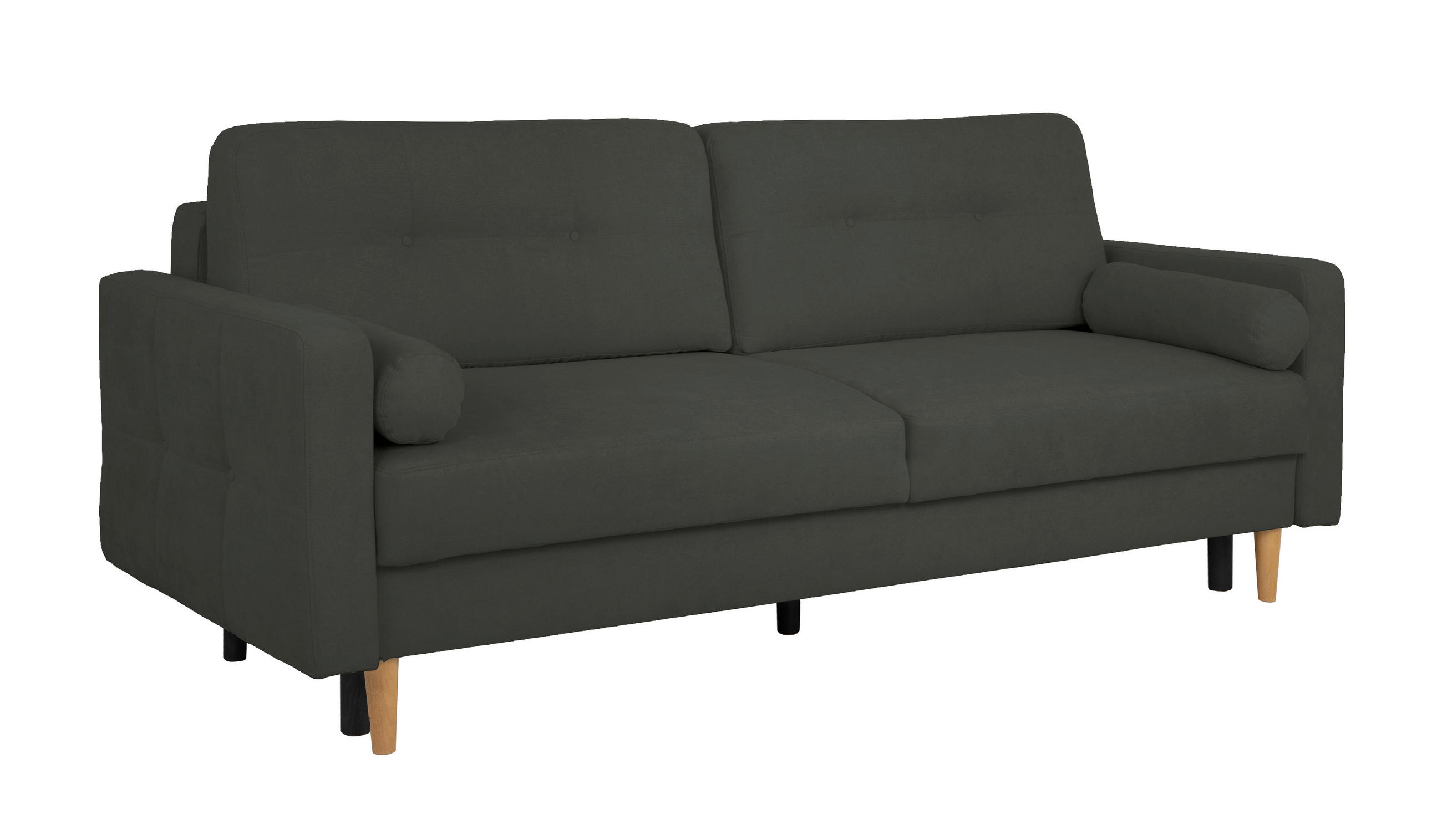 Thumbnail - Mid.you Schlafsofa Noret, Schwarz, Textil, Birke, Buche, Hartholz, 3-Sitzer, Füllung: Silikon, Schaumstoffflocken,Polyur...