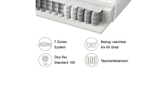 TASCHENFEDERKERNMATRATZE 140/200 cm  - Weiß, Basics, Textil (140/200cm) - Sleeptex